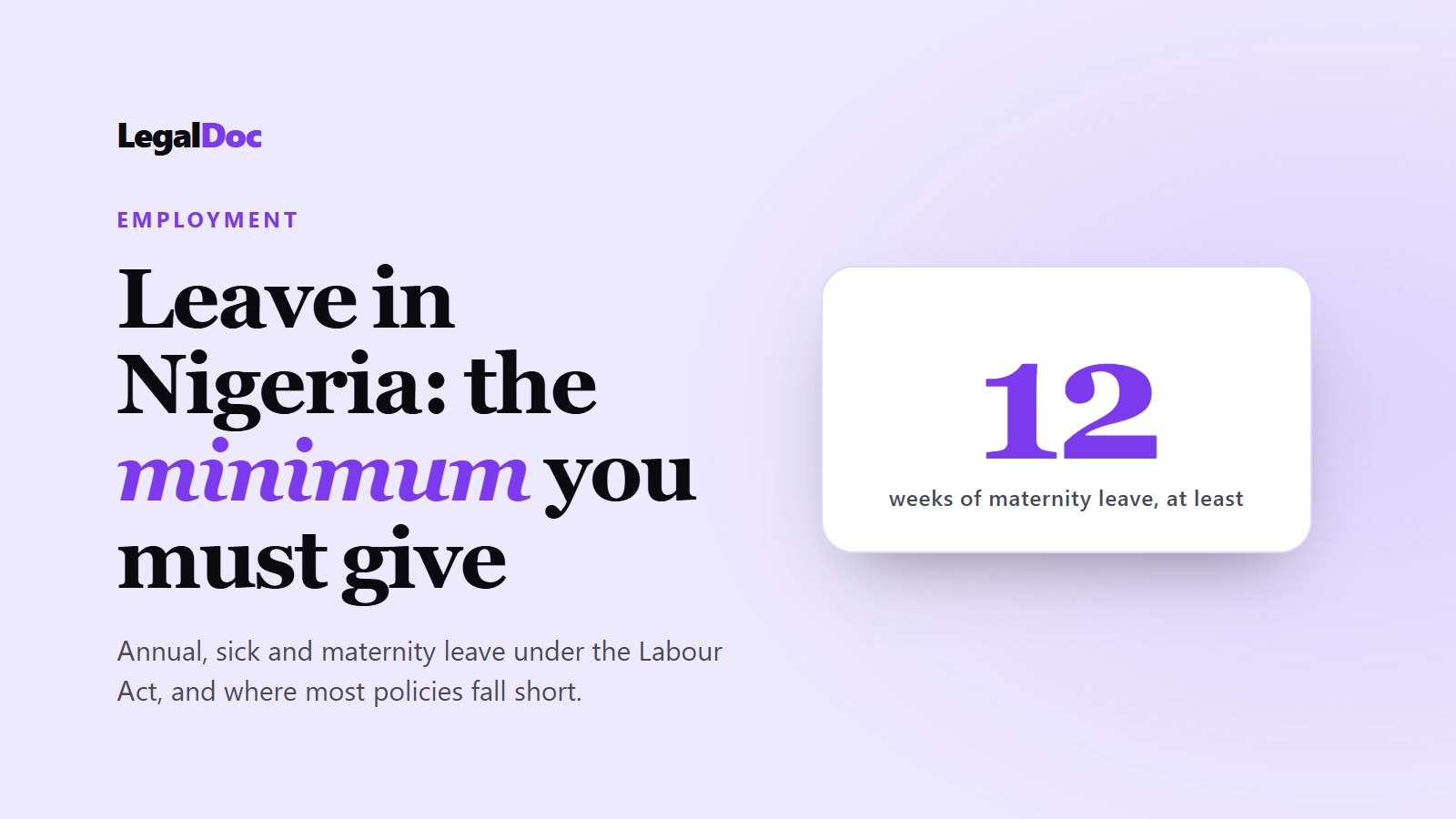 Maternity, Sick and Annual Leave in Nigeria: What the Labour Act Entitles Your Staff To